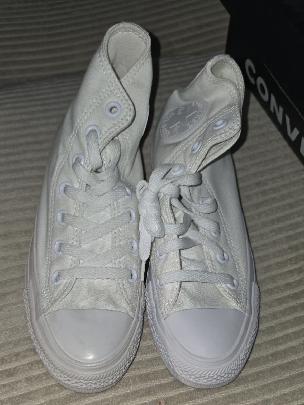 Converse All White High Top Canvas Sneakers - Picture 2 of 5